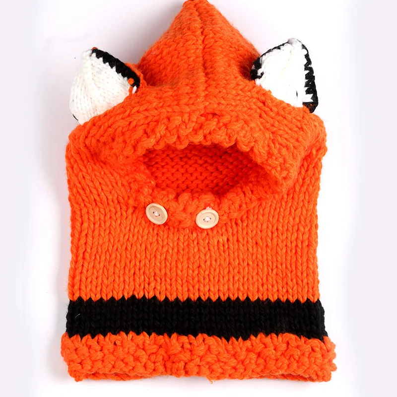 Manual Knitting Girls Keep Warm Coarse Wool Hat Cartoon Seven kinds Fox Weave Hat Kitty Squirrel Little Bear Rabbit Cloak Hat