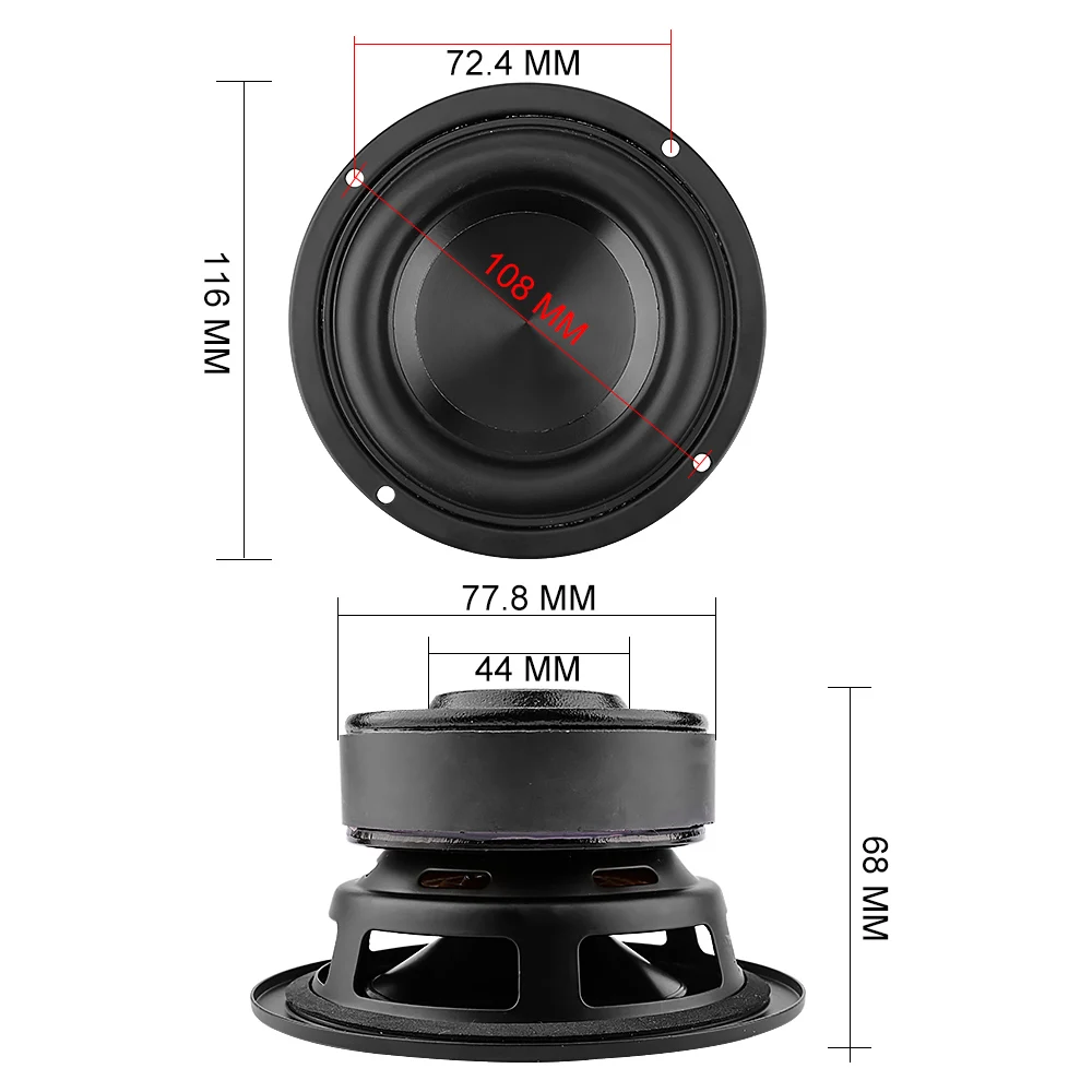 AIYIMA 1Pcs 4 Inch Subwoofer Speaker 100W 8 Ohm Super Woofer Sound BASS Waterproof Loudspeaker DIY 2.1 Home Theater - купить по