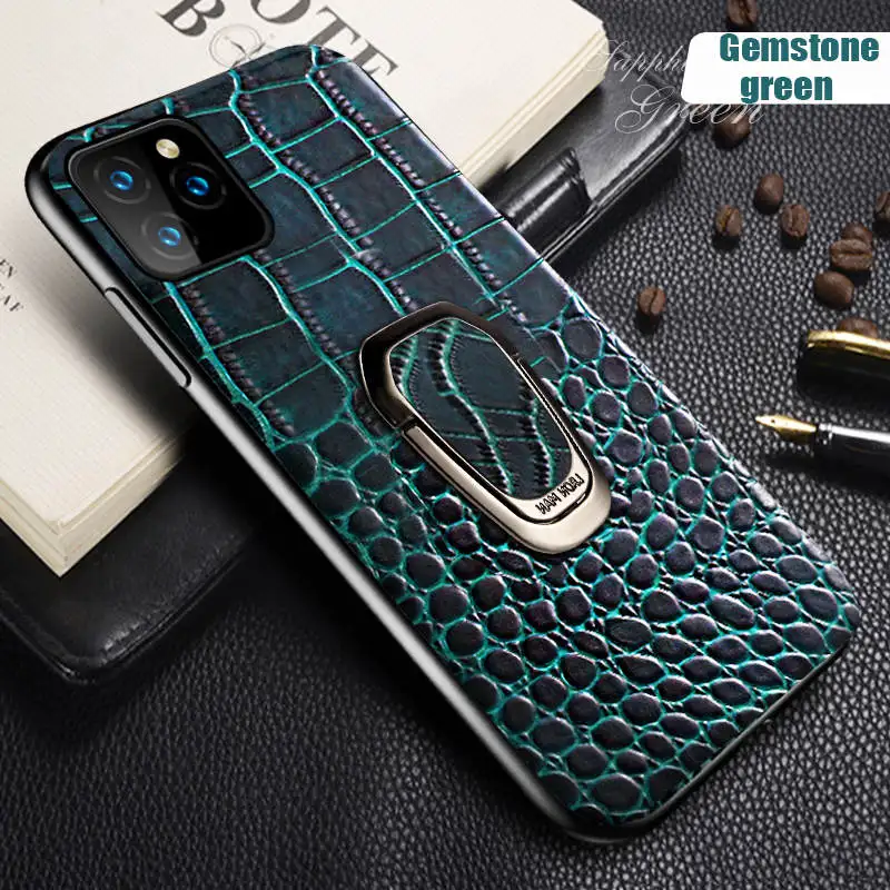Зеленый Чехол для телефона из натуральной кожи для iPhone 11 11 Pro 11 Pro Max X XS max XR 7 8 plus 6 6s 7 plus SE Магнитная подставка Роскошный чехол - Цвет: Зеленый