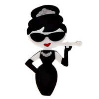 cindy xiang cartoon women with cigarette holder acrylic brooches badges big resin cute lady tobacco pipe scarf pins brooch gift