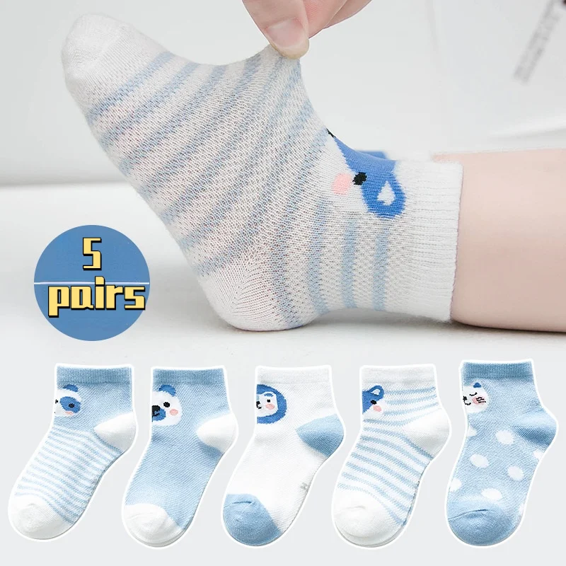 

5 Pairs/Set Cute Socks XS-XL Unisex Socks Children's Cotton Socks Children's Cartoon Animal Mesh Baby Girl Socks Low Tube Socks
