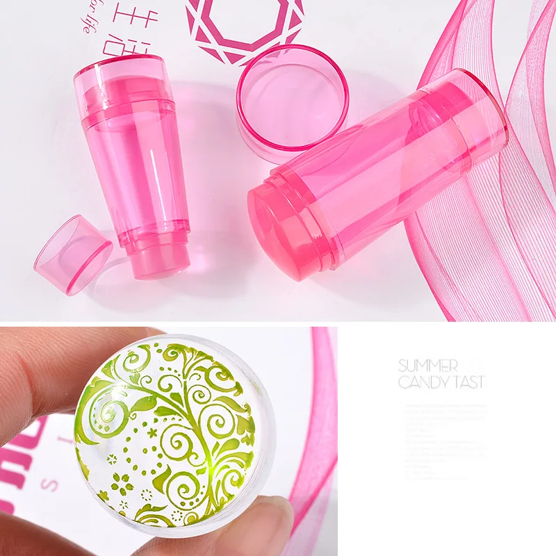 Силиконовый стемпер для ногтей с двойной головкой блестящий прозрачный 2 8 см