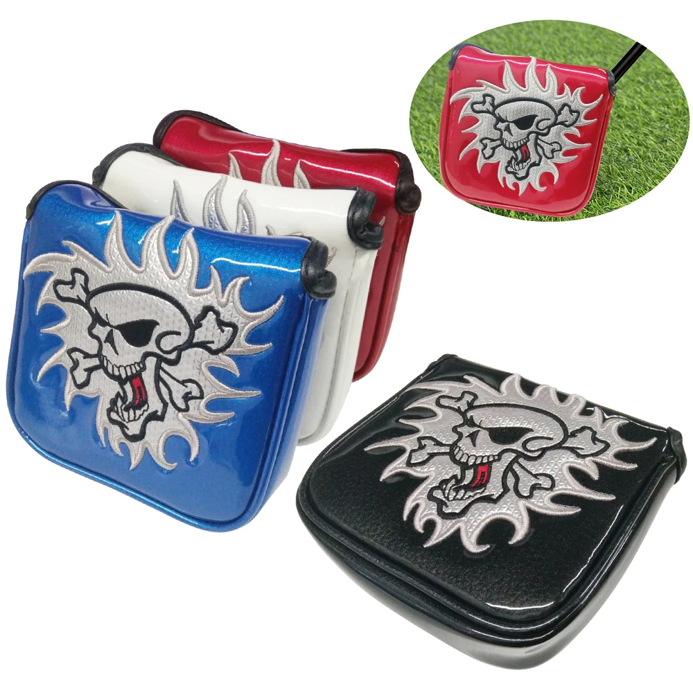 Чехол для клюшки гольфа с магнитной застежкой череп ПУ водонепроницаемый