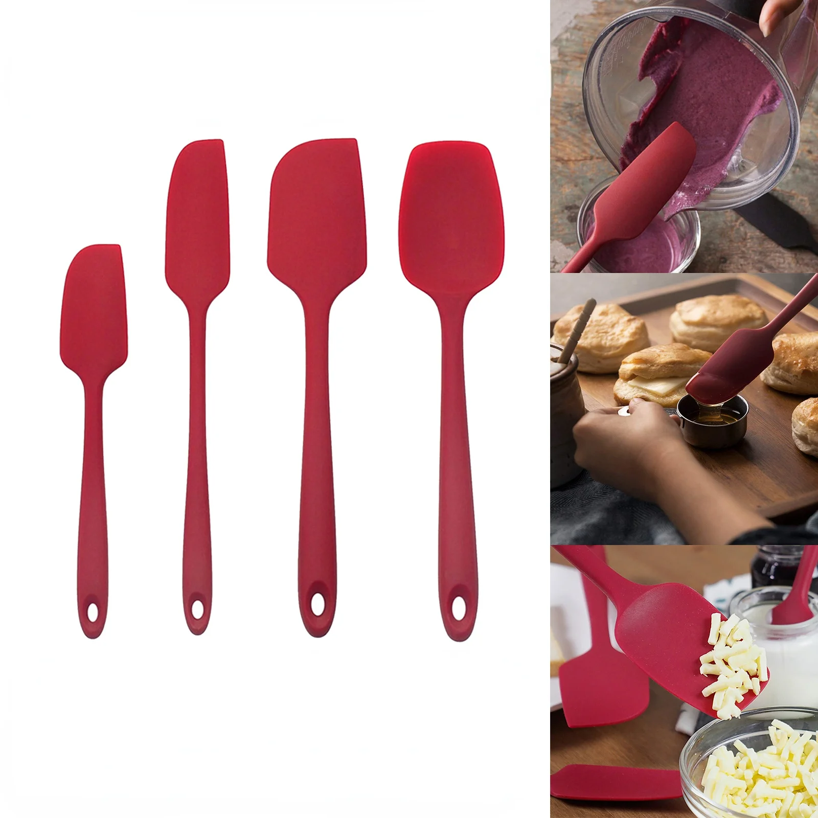 

Набор силиконовых шпателей 4 шт./компл., термостойкие антипригарные силиконовые кухонные принадлежности, набор для кондитерских изделий, вы...