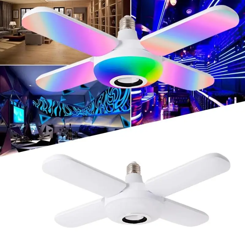 

Four Leaf Light LED Light RGB Bluetooth V5.0 Speaker Foldable Four-Leaves Fan Remote Control Smart Lamp Music Light Novelty Lamp