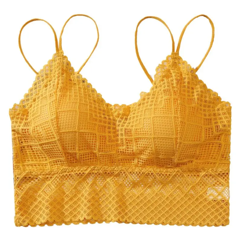 Women Sexy Plaid Lace V-Neck Bra Push Up Wirefree Bralette Strappy Underwear X3UE