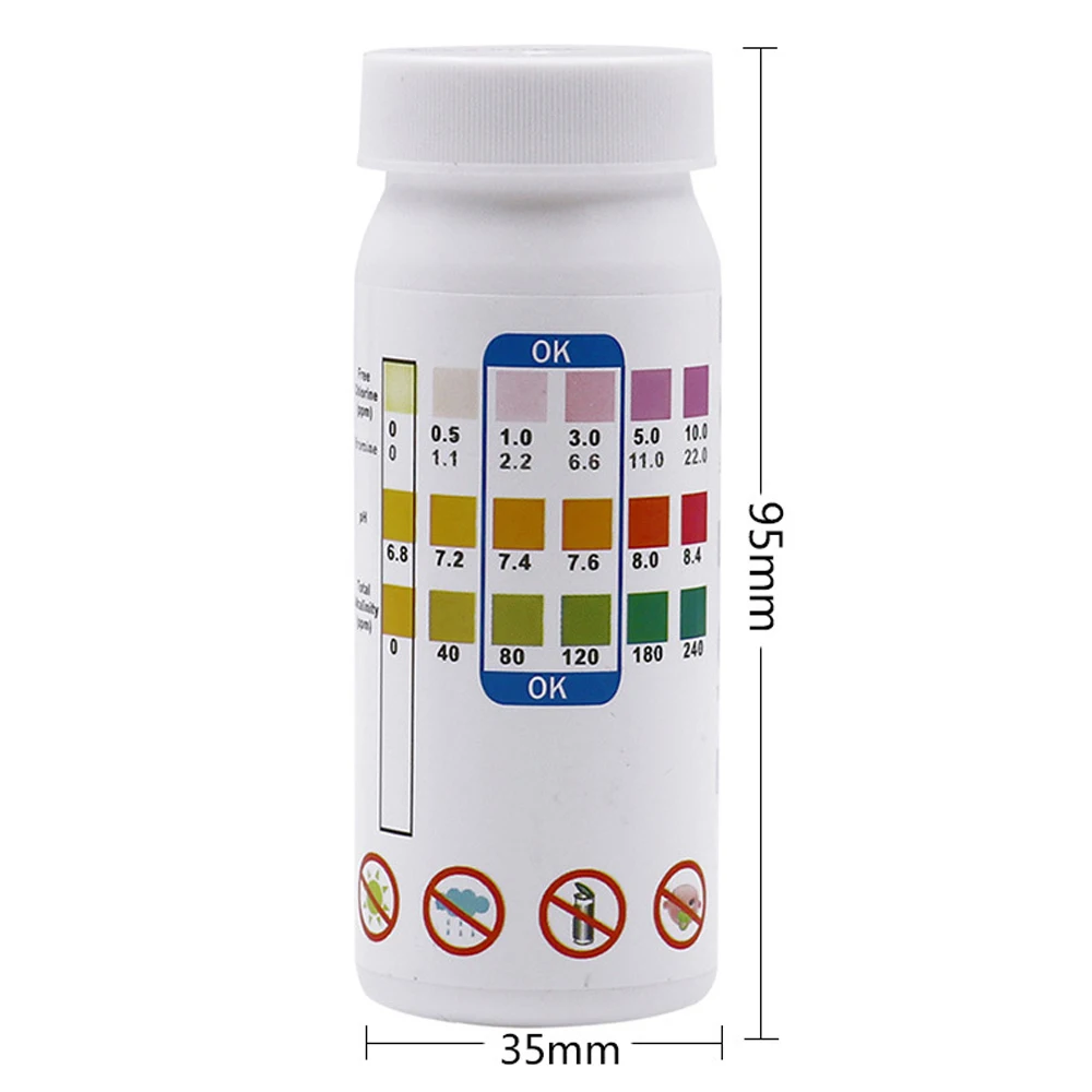 

Pool PH Test Paper Water Quality Test Residual Chlorine PH Value Alkalinity Hardness Test Strip PH Tester Pool Cleaner Accessory