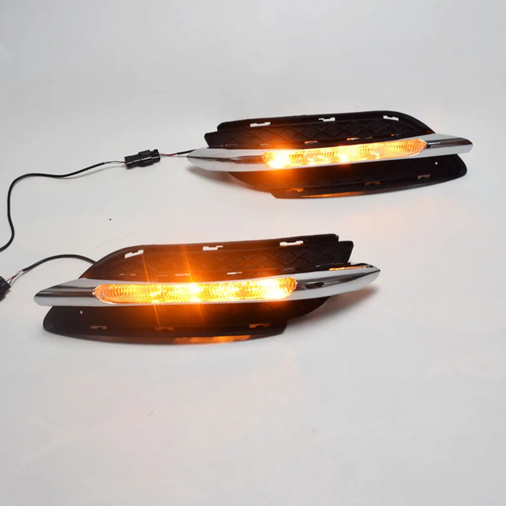 

ECAHAYAKU 1 Pair Car Styling LED DRL Daytime Running Light for BENZ W246 B180 B200 2011 2012 2013 2014 with Yellow Turn Signal