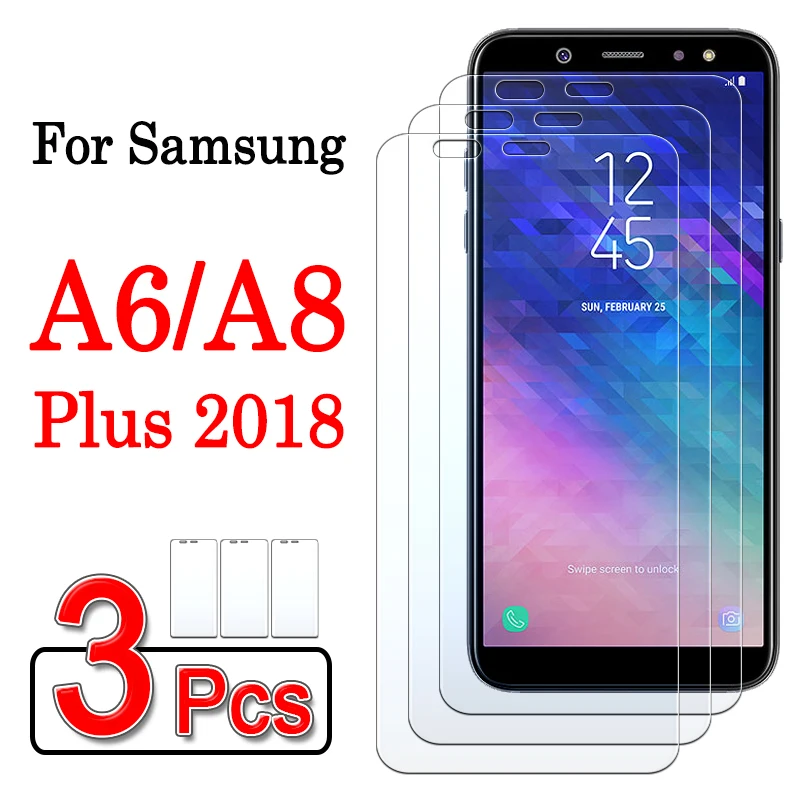 1 3 шт Защитное стекло для samsung galaxy a6 a8 plus 2018 закаленное защитное экрана a6plus a8plus a 6 8