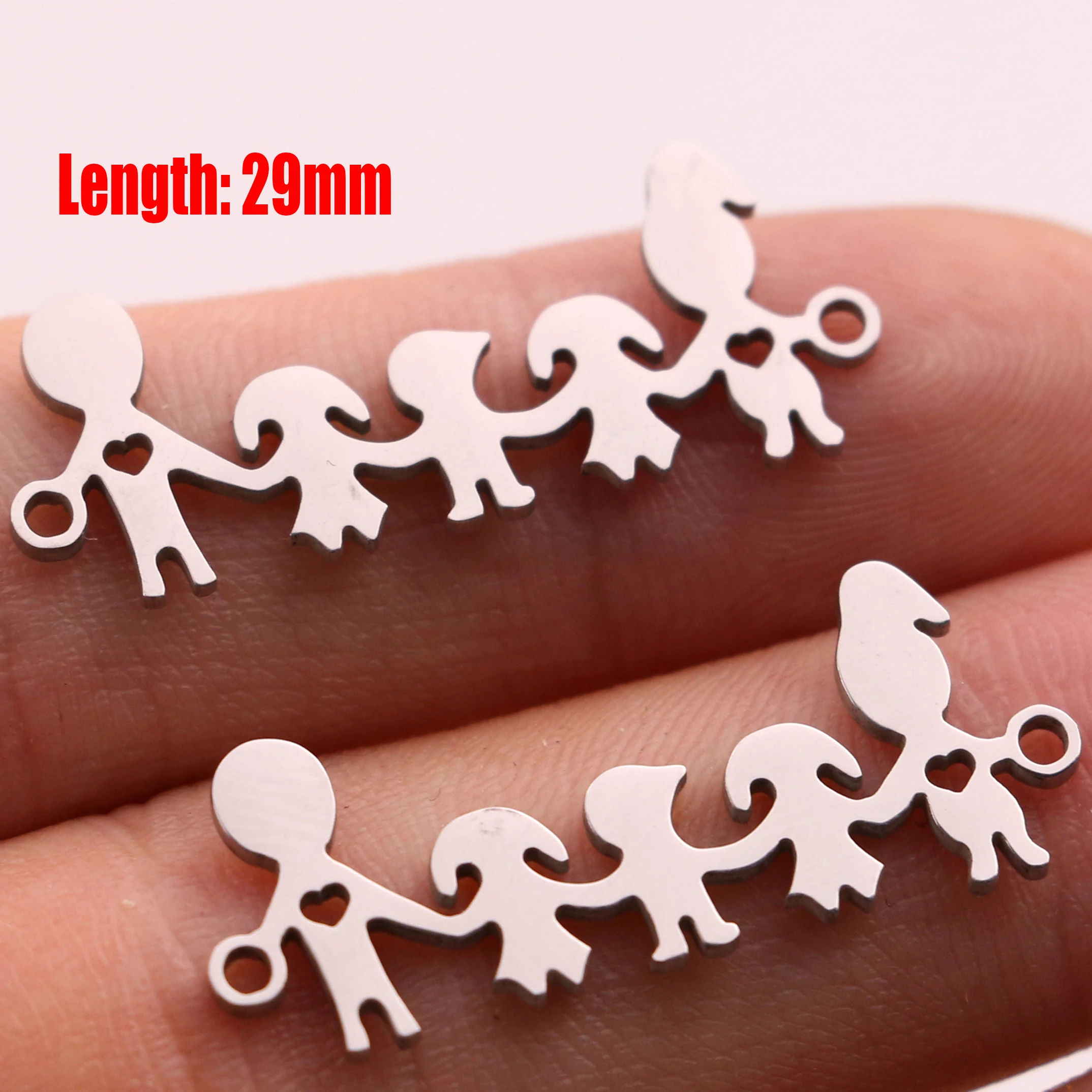 5pcs Family Chain Stainless Steel Pendant Necklace Parents and Children Necklaces Gold/steel Jewelry Gift for Mom Dad New Twice - Цвет: Steel 22