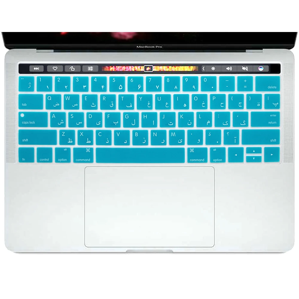 Turquoise КРЗ арабский силиконовая клавиатура кожного покрова для Mac Pro 1" A1706 A2159Pro 15" A1707 // выпуска с сенсорной панелью США Версия - Цвет: Turquoise