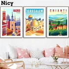 Винтажный постер в скандинавском стиле для путешествий в городе, Италия, Карибский Чили, минималистичный пейзаж, Художественная Картина на холсте, пейзаж для города, Настенная картина, украшение для дома