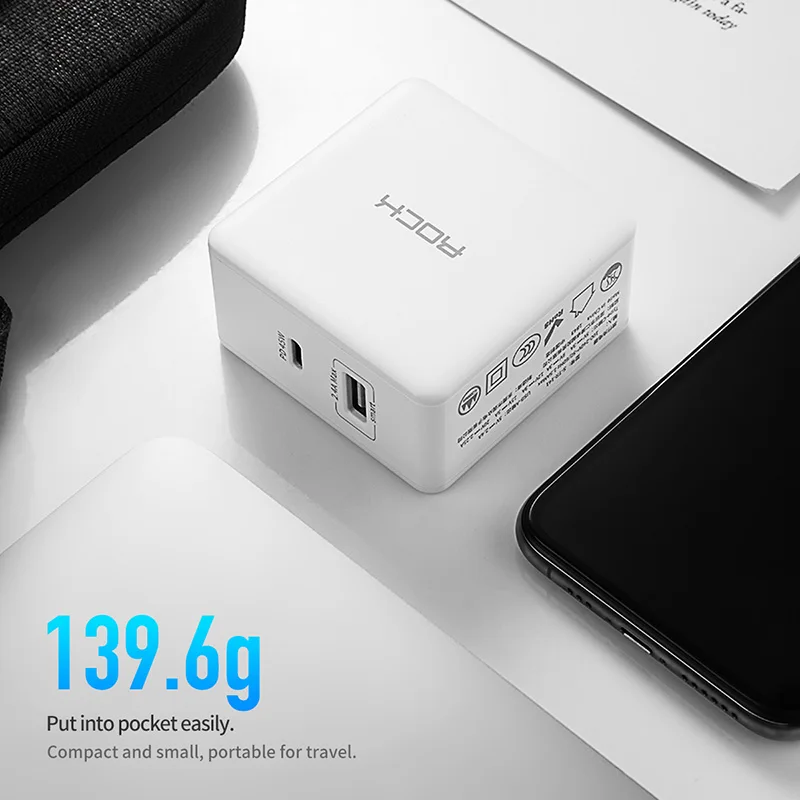ROCK USB зарядное устройство 45 Вт PD 2.4A Быстрая зарядка дорожное настенное складная