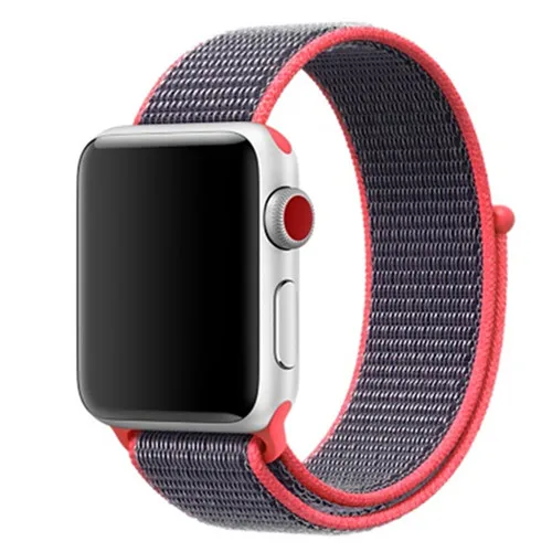 Electronic pink Нейлоновый ремешок для Apple Watch band 42 мм 38 мм iWatch 4 band 44 мм 40 мм Браслет спортивная петля ремешок для часов correa ремень дышащий - Цвет ремешка: Electronic pink