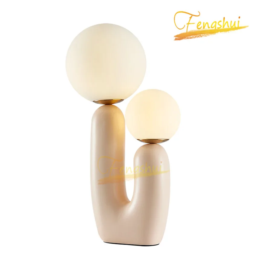 

Nordic Light Luxury Art LED Table Lamp Modern Creative Art Desk Lights Resin Bedside Lamp Glass Ball Lamp Indoor Table Lamps