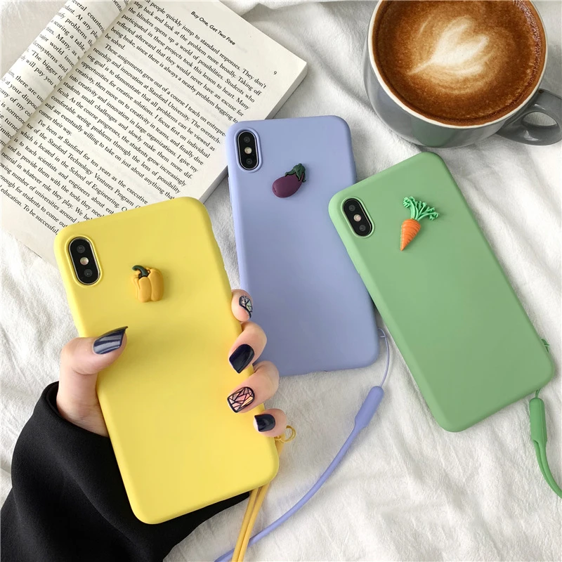 Милый чехол для iphone X XR XS Max 7 8 6 6s Plus s 3D partysu редиска Баклажан Перец силиконовый MAX |