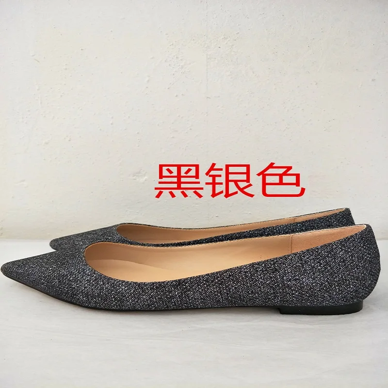 

Женские туфли на плоской подошве, с блестками и закрытым носком, с острым носком, новинка 2019