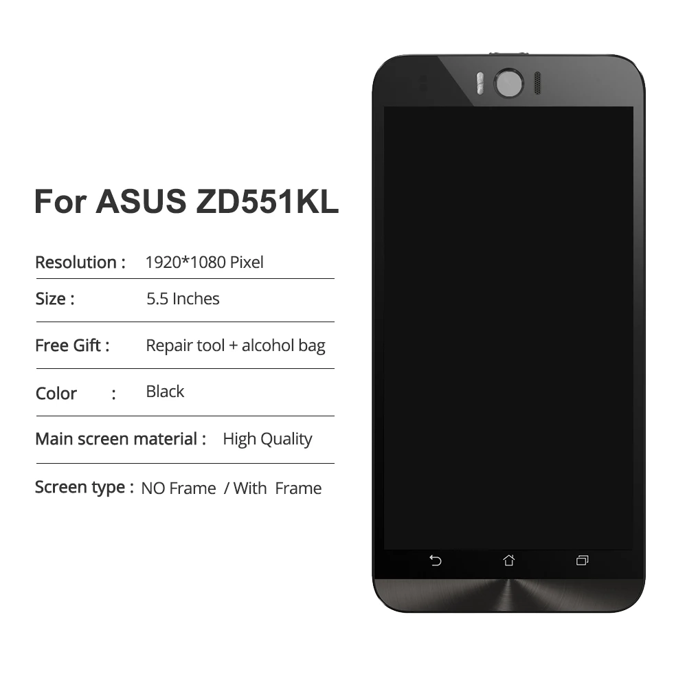 100% тест 5 &quotдля ASUS Zenfone Selfie ZD551KL ЖК дисплей сенсорный экран дигитайзер сборка