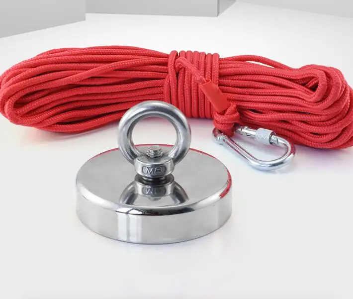 

200Kg D60mm Strong Neodymium Ring Magnet Fishing Magnet Magnetic Material Deep Sea Salvage Recovery Searching Magnets + 20M Rope
