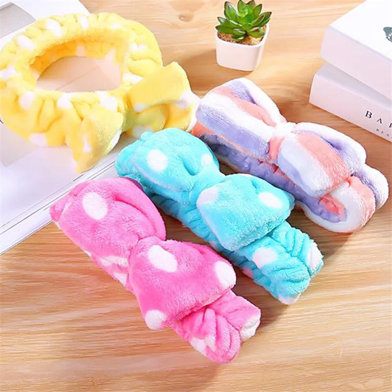 Повязка для волос из кораллового флиса с бантом и крестом мытья лица женская