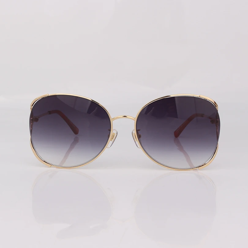 Овальные золотые металлические солнцезащитные очки женские серые затененные