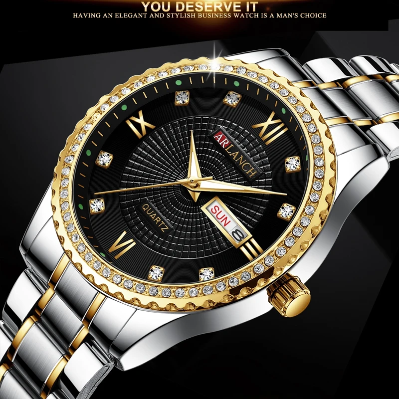 

Men Watches Luxury Famous Business Military Wristwatch Man Date Week Waterproof High-end Stainless Steel Analog Quartz Watch Men