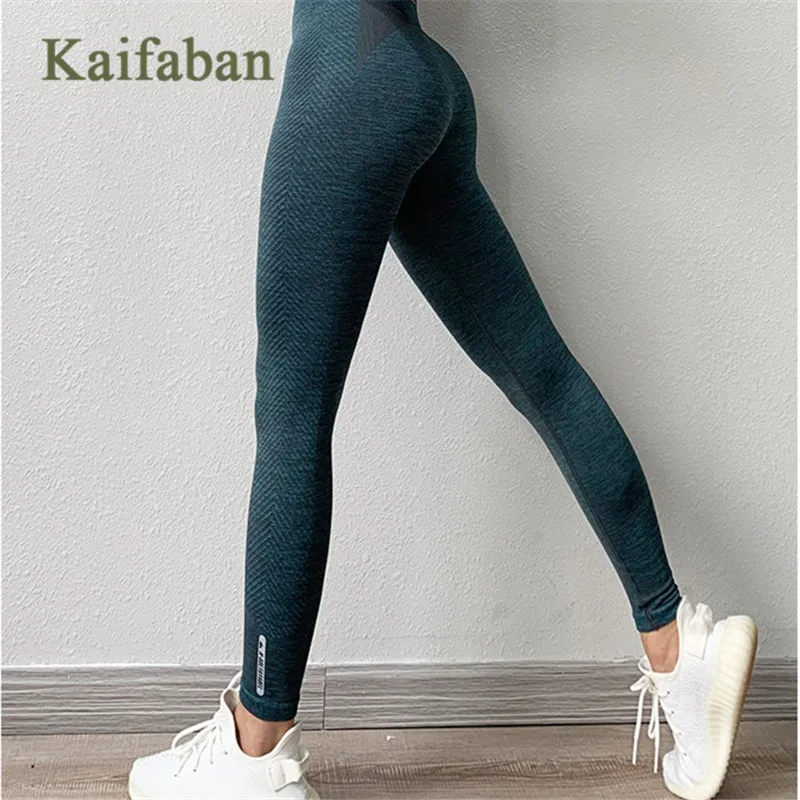 Женские Бесшовные эластичные штаны для йоги облегающие леггинсы с высокой