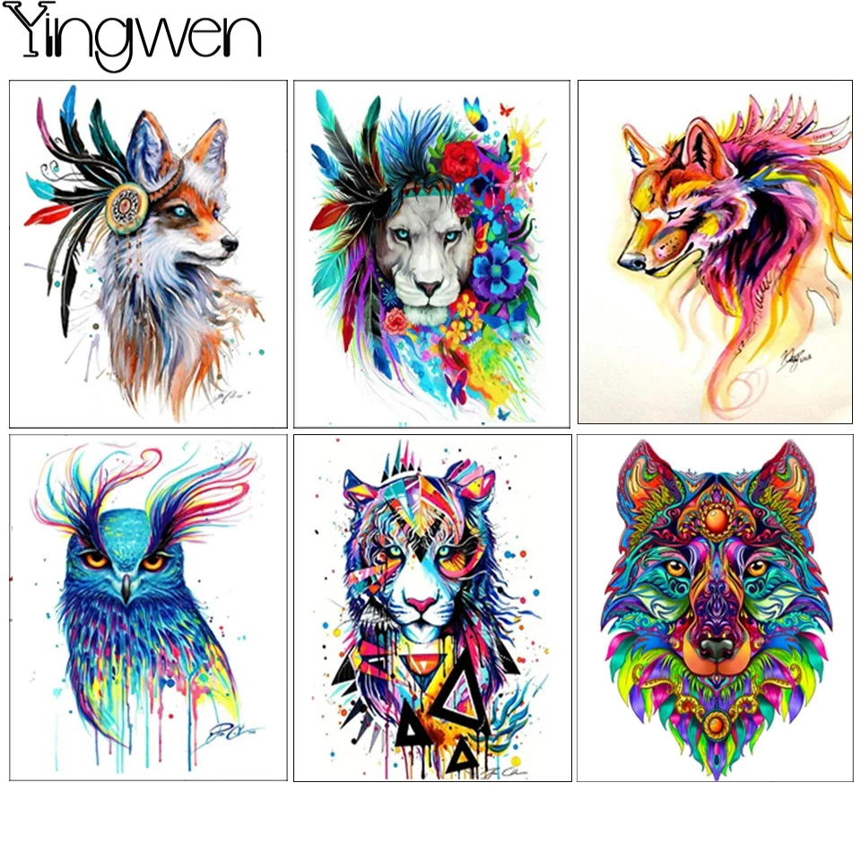 

5D DIY Diamond Painting Color Animal Diamond Embroidery Art Cross Stitch Home Decoration Gift Lion Wolf Fox Rhinestone Picture