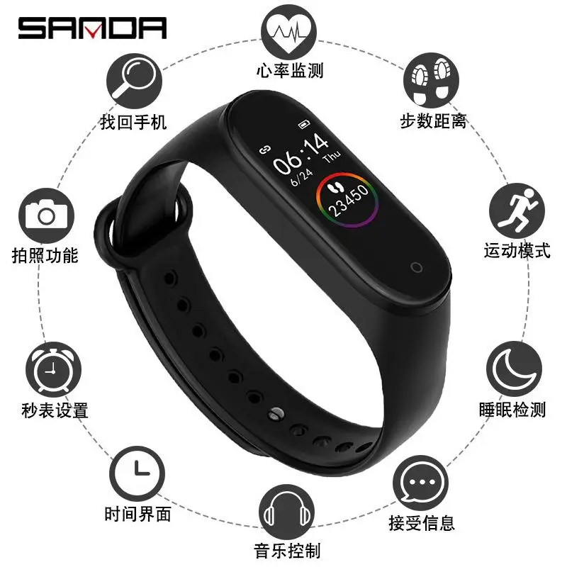 

Sanda M4 новые спортивные часы, мужские и женские студенческие умные многофункциональные электронные часы с сенсорным экраном