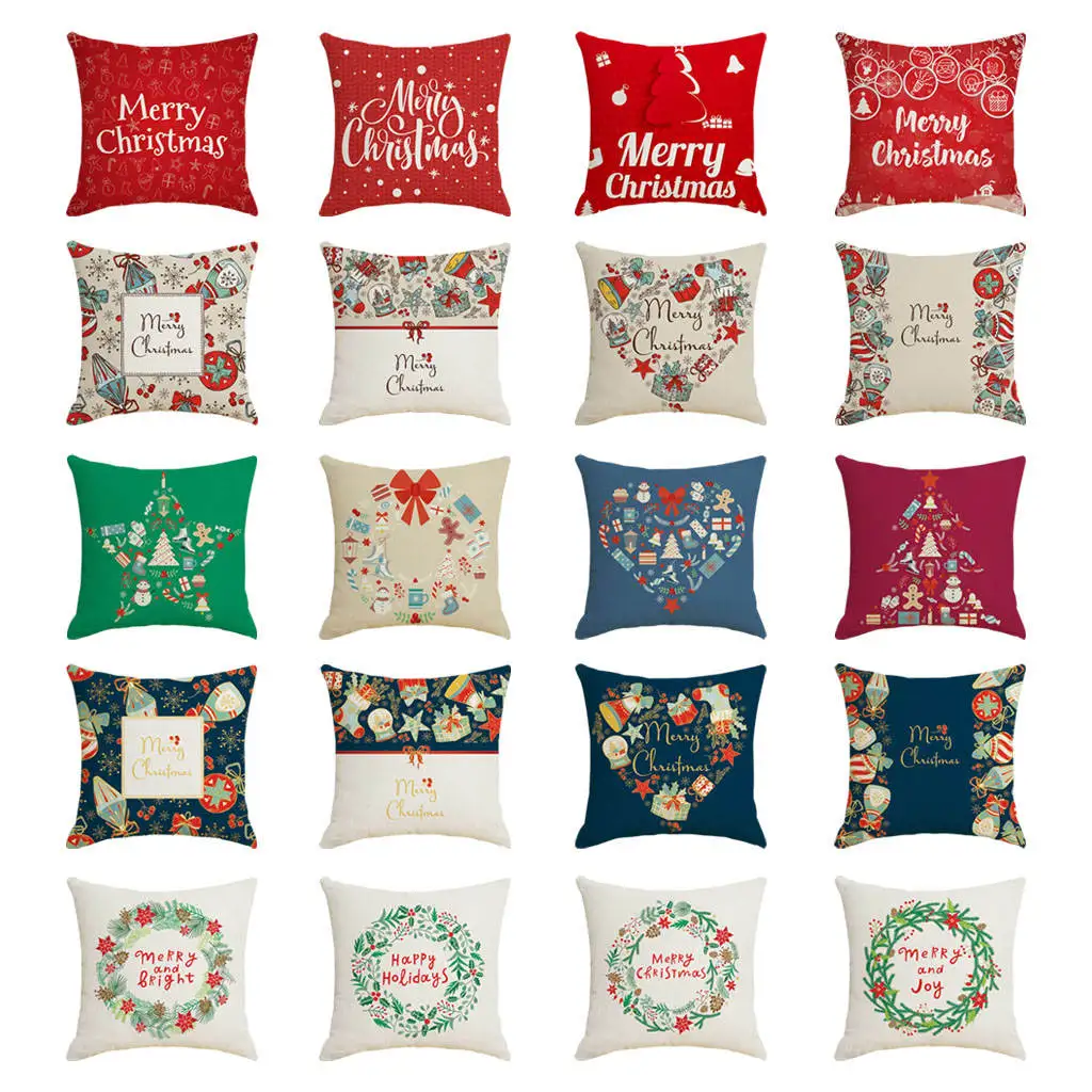 

4 Pieces Christmas Cushion Cover Santa Claus Merry Christmas Decorations for Home and Office