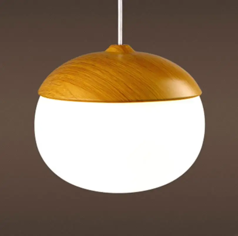 Подвесная лампа для маленьких грибов с орехами и желудем стеклянный молочный шар