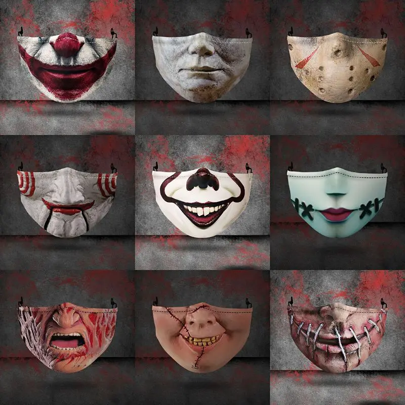 

Joker Masks Fashion Novel Horrible Adult Printed Mouth Covers Funny Halloween Party Cospaly Mask Reusable Washable Mouth-muffle