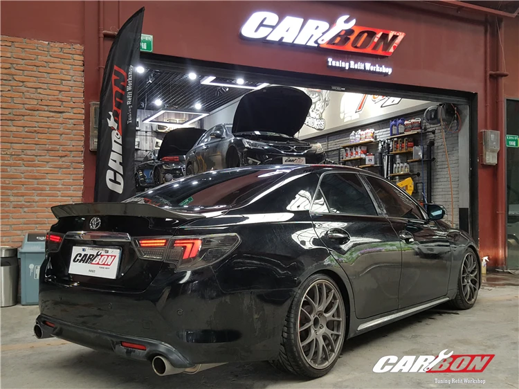 Для Toyota Mark X REIZ спойлер 2010 11 12 13 14 15 16 17 лет Глянцевая углеродное волокно заднее крыло K стиль аксессуары