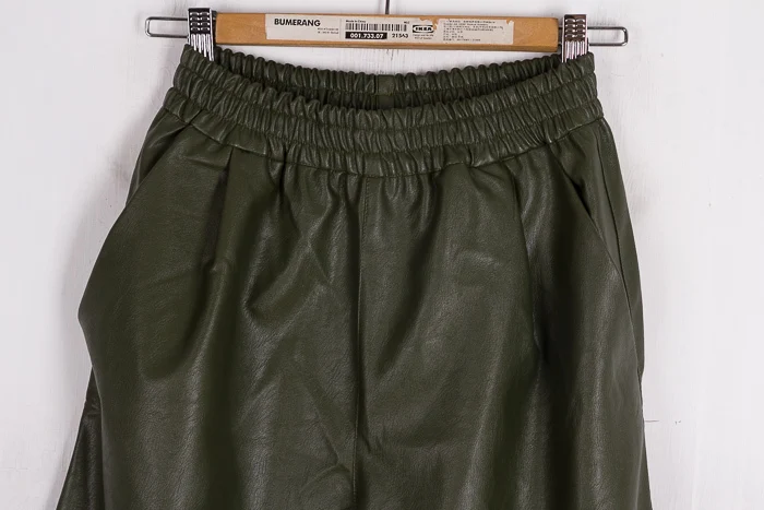 Новинка 2016 осенние модные черно зеленые широкие брюки до щиколотки из