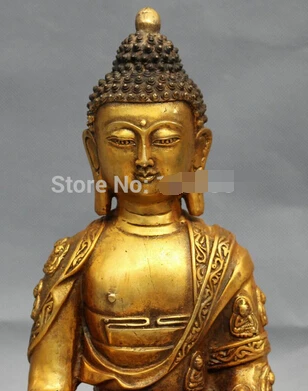 Бесплатная доставка 11 дюймов тибетская народная бронзовая позолоченная Статуя