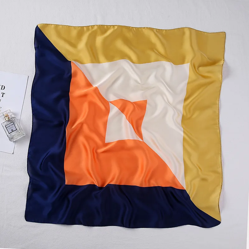 70*70CM Solid Silk Square Neck Scarf Women's Foulard Hair Band Neckerchief Head Scarves Bandana Shawls Lady Wraps Pashmina - купить по
