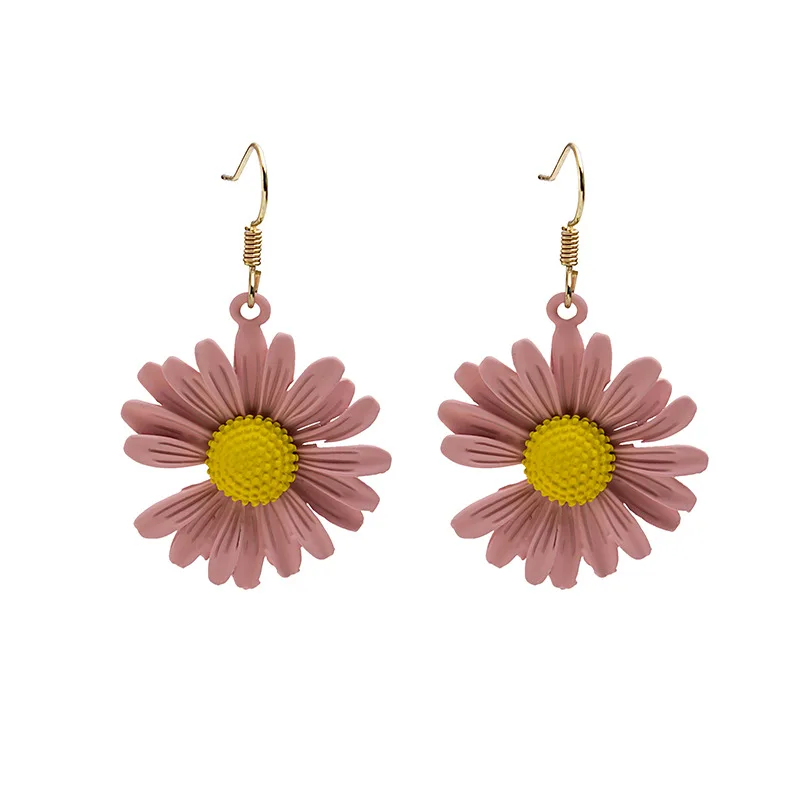 

1pair Romantic Small Daisy Candy Color Earrings Sun Flower Alloy Drop Earrings for Women Girl Party Favors