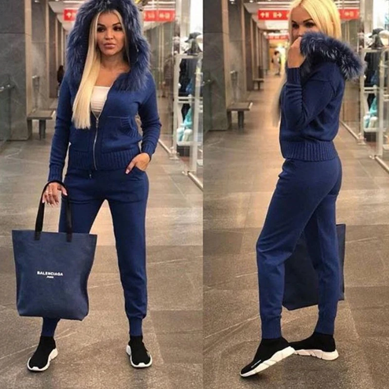 2019 Осень Зима Женский комплект из двух предметов спортивный костюм для женщин