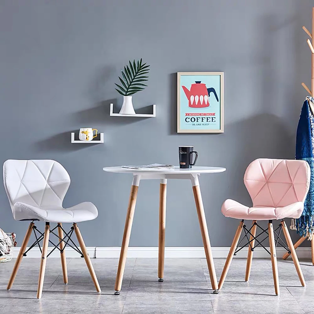 2 шт. домашний стул для столовой белые на ножках из бука с художественным дизайном