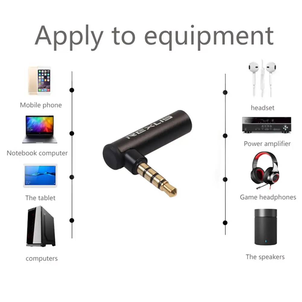 

1PC 3.5mm Male to Female 90 Degree Right Angled Audio Adapter Audio Microphone Jack Stereo Plug Connector