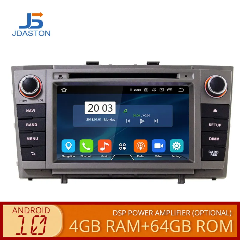 JDASTON Android 10 0 автомобильный dvd плеер для Toyota T27 Avensis 2009 2014 Восьмиядерный 4G + 64G 2 Din