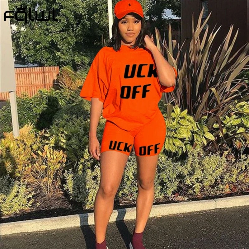 Женский костюм из двух предметов FQLWL уличная одежда летняя футболка с буквенным