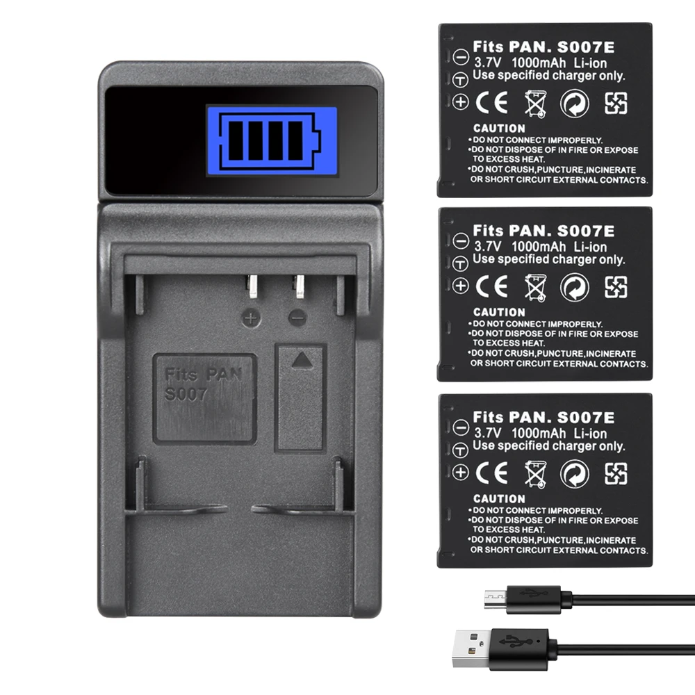 

CGAS007 Battery Charger For Panasonic Lumix DMC TZ50 TZ15 TZ5 TZ1 TZ2 TZ3 TZ4 Camera Batterie CGA-S007 S007E 1000mAh