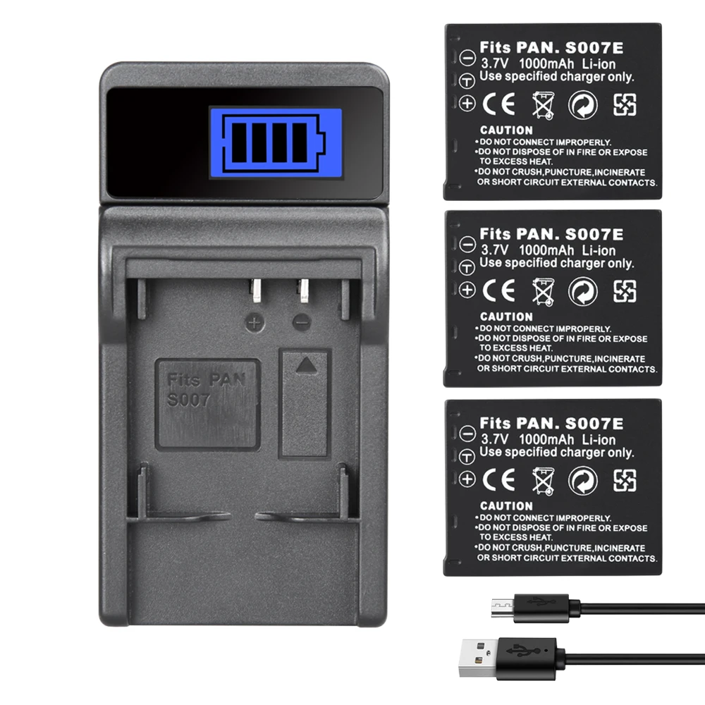 Зарядное устройство CGAS007 для Panasonic Lumix DMC TZ50 TZ15 TZ5 TZ1 TZ2 TZ3 TZ4 Аккумулятор камеры CGA S007
