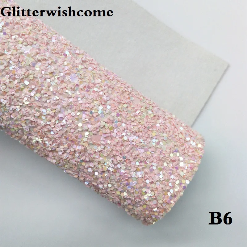 Glitterwishcome 21X29 см A4 размер искусственная кожа ткань, блестящая ткань, Vinil Para Lazos плотная блестящая ткань для бантов, GM034A - Цвет: B6