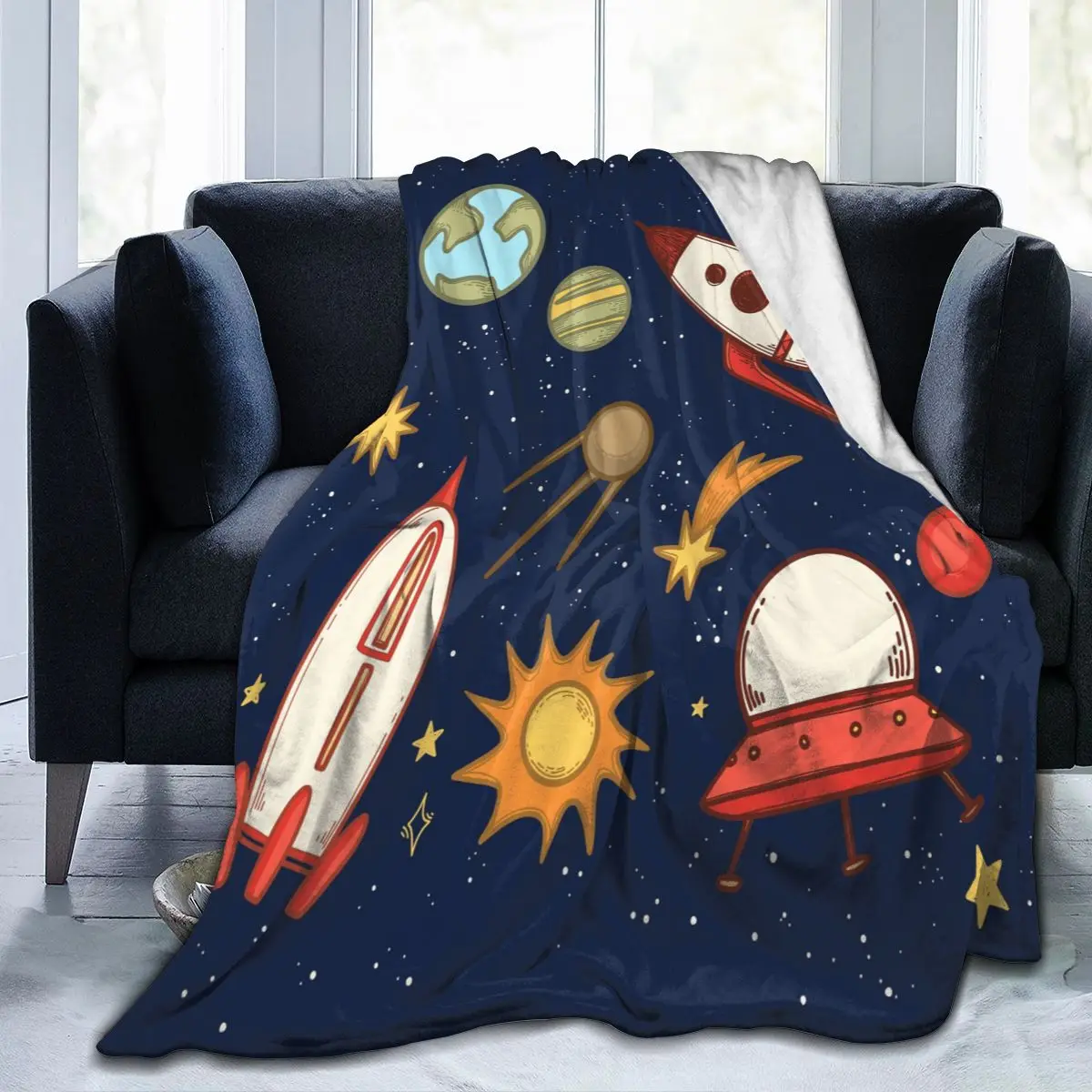 

Soft Warm Flannel Blanket Cartoon Galaxy Travel Portable Winter Throw Thin Bed Sofa Blanket