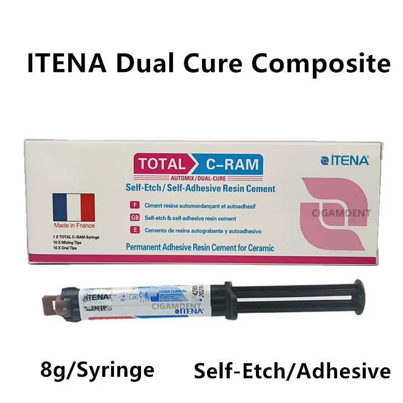 ITENA-pegamento de cemento de resina Dental, C-RAM Total, para dientes, corona, chapa, permanente, Automix, doble cura, luteado compuesto