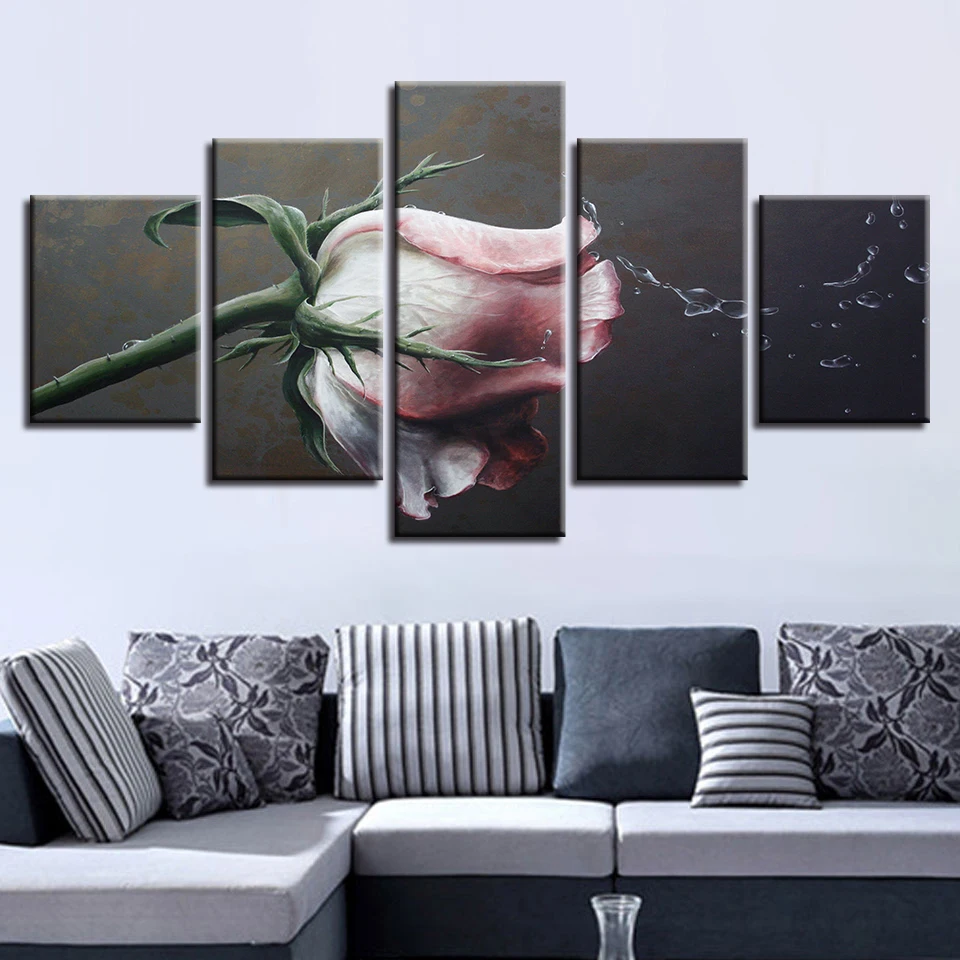 Плакат с цветами розовый красный жёлтый белый фиолетовый синий черный 5 шт.