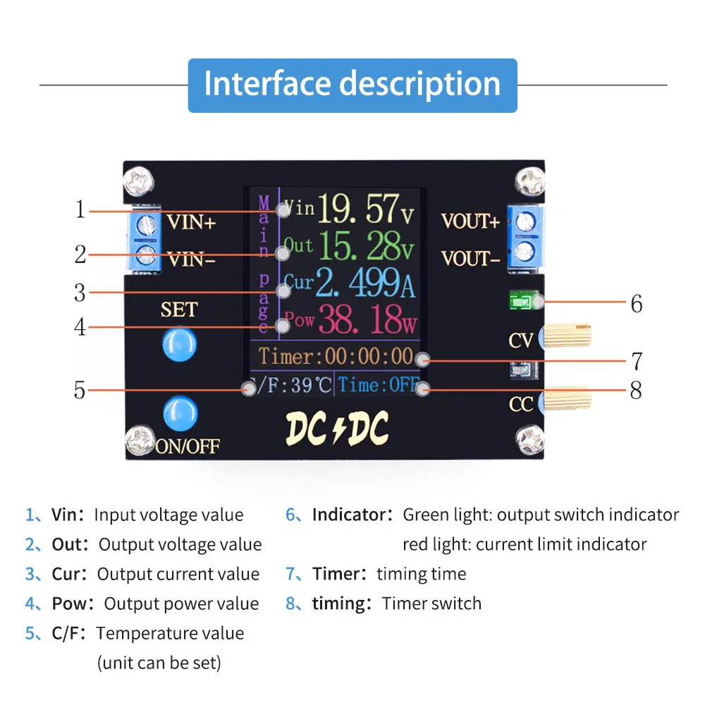 Автоматический понижающий преобразователь Регулируемый источник питания