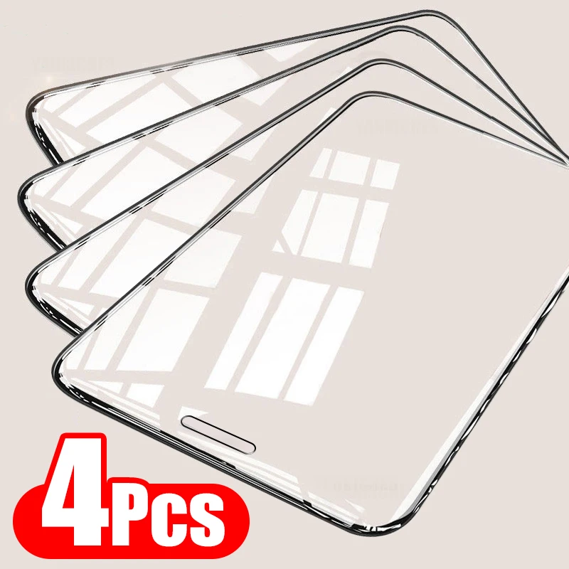 

4PCS Full Cover Tempered Glass For iPhone 11 12 13 Pro Glass Screen Protector Protective For iPhone X XS MAX XR 12 Mini Glass